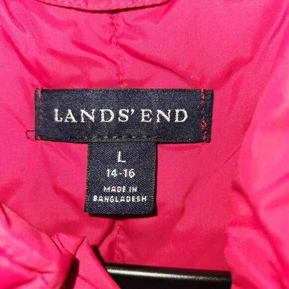 Lands End Womens Red Puffer Vest Large Quilted Sleeveless Jacket Rack - Picture 3 of 6